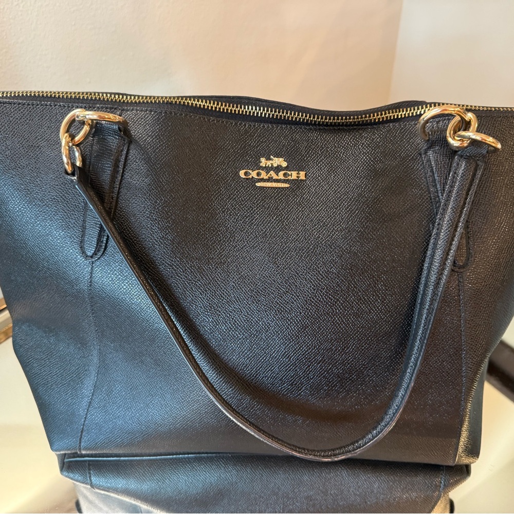 Coach Black Tote with Gold Accents